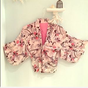 VINTAGE floral lined haori coat